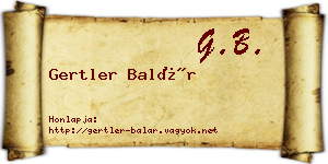 Gertler Balár névjegykártya